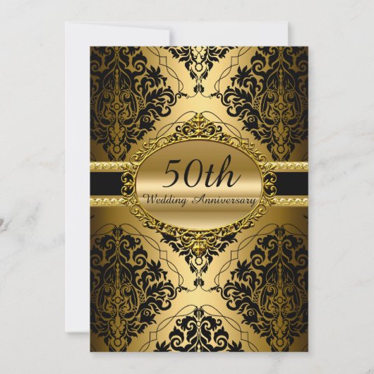 Invitation pour les 50 ans de mariage en damas dor (Devant)