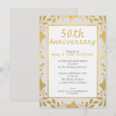 Invitation pour les 50 ans de mariage en doré faux (Devant / Derrière)