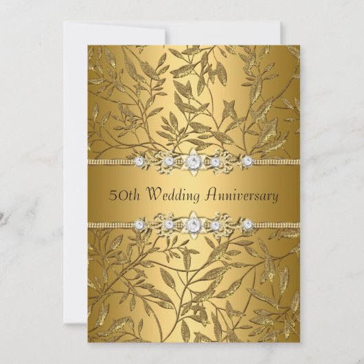 Invitation pour les 50 ans de mariage en feuille d (Devant)