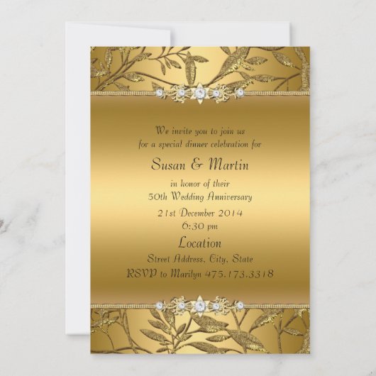 Invitation pour les 50 ans de mariage en feuille d (Dos)