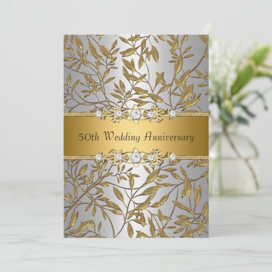 Invitation pour les 50 ans de mariage en feuille d (Debout devant)