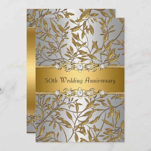 Invitation pour les 50 ans de mariage en feuille d (Devant / Derrière)