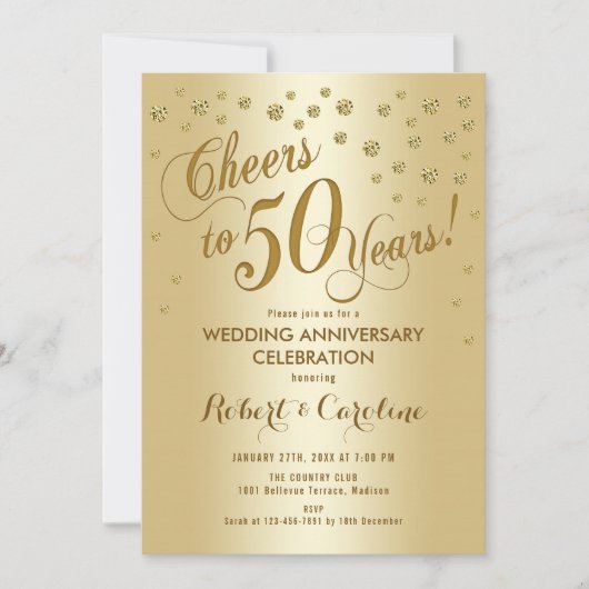Invitation pour les 50 ans de mariage en or (Devant)