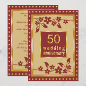 Invitation pour les 50 ans de mariage en or (Devant / Derrière)