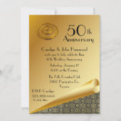 Invitation pour les 50 ans de mariage en or chic (Devant)
