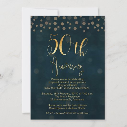 Invitation pour les 50 ans de mariage en or faux b (Devant)