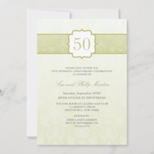 Invitation pour les 50 ans de mariage en or floral (Devant)