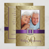 Invitation pour les 50 ans de mariage en Or Purpre (Devant / Derrière)