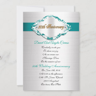 Invitation pour les 50 ans de mariage en satin sar