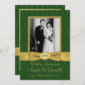 Invitation pour les 50 ans de mariage en vert (Devant / Derrière)