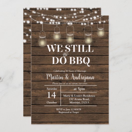 Invitation pour les 50 ans de mariage et BBQ (Devant / Derrière)