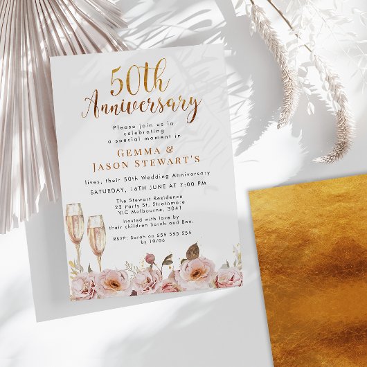 Invitation pour les 50 ans de mariage Fleurs de te