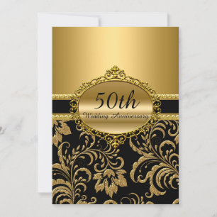 Invitation pour les 50 ans de mariage Fleurs en or