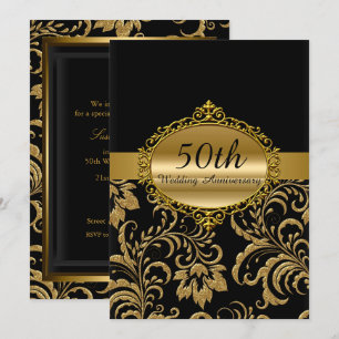 Invitation pour les 50 ans de mariage Fleurs en or