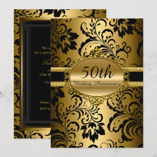 Invitation pour les 50 ans de mariage Fleurs en or