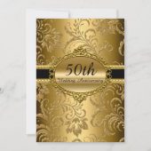 Invitation pour les 50 ans de mariage Fleurs en Or (Devant)