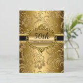Invitation pour les 50 ans de mariage Fleurs en Or (Debout devant)