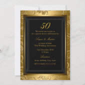 Invitation pour les 50 ans de mariage Fleurs en Or (Dos)