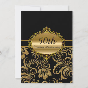 Invitation pour les 50 ans de mariage Fleurs en or