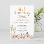 Invitation pour les 50 ans de mariage Fleurs en ro (Debout devant)