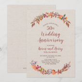 Invitation pour les 50 ans de mariage floral autom (Devant / Derrière)