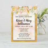 Invitation pour les 50 ans de mariage florale doré (Debout devant)