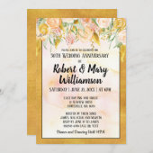 Invitation pour les 50 ans de mariage florale doré (Devant / Derrière)