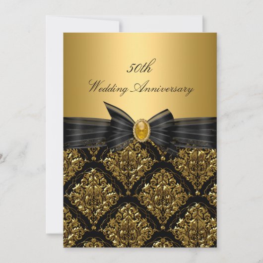 Invitation pour les 50 ans de mariage Gold Damask (Devant)