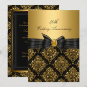 Invitation pour les 50 ans de mariage Gold Damask (Devant / Derrière)