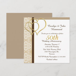 Invitation pour les 50 ans de mariage Gold Hearts