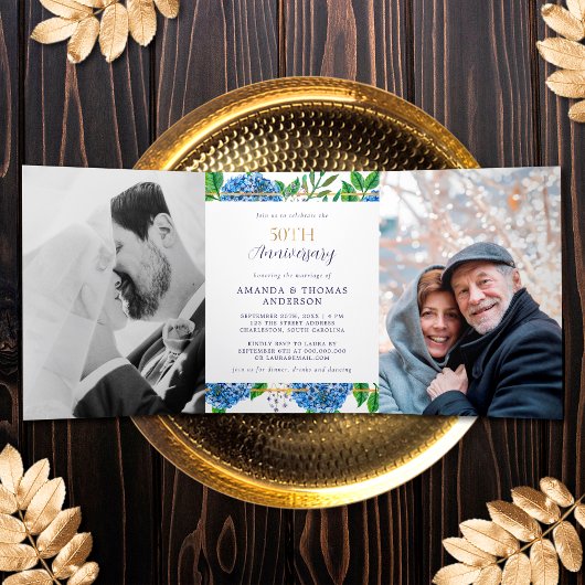 Invitation pour les 50 ans de mariage Hydrangea do