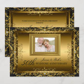 Invitation pour les 50 ans de mariage Jewel Damask (Devant / Derrière)
