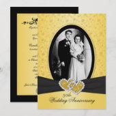 Invitation pour les 50 ans de mariage Joined Heart (Devant / Derrière)