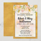 Invitation pour les 50 ans de mariage, motif flora (Devant / Derrière)