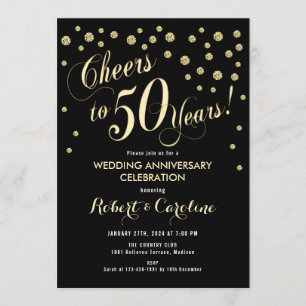 Invitation pour les 50 ans de mariage - Noir et Or