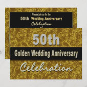 Invitation pour les 50 ans de mariage - Or (Devant / Derrière)