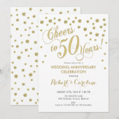 Invitation pour les 50 ans de mariage - Or et blan (Devant / Derrière)