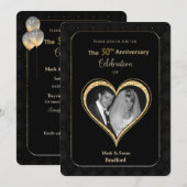 Invitation pour les 50 ans de mariage Orné Or (Devant / Derrière)