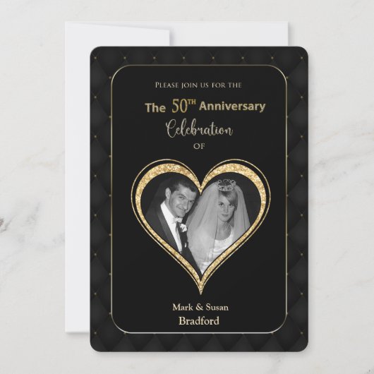 Invitation pour les 50 ans de mariage Orné Or (Devant)