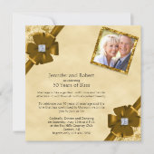 Invitation pour les 50 ans de mariage pailleté or (Devant)
