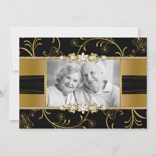 Invitation pour les 50 ans de mariage photo floral (Devant)