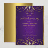 Invitation pour les 50 ans de mariage Purple & Gol (Devant / Derrière)