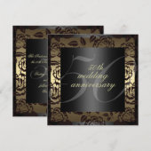 Invitation pour les 50 ans de mariage Rose Noir &  (Devant / Derrière)