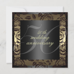 Invitation pour les 50 ans de mariage Rose Noir &
