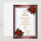 Invitation pour les 50 ans de mariage roses rouges (Devant / Derrière)