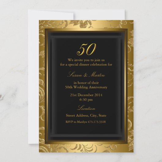 Invitation pour les 50 ans de mariage thème floral (Dos)