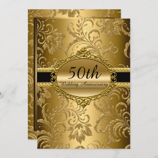Invitation pour les 50 ans de mariage thème floral (Devant / Derrière)