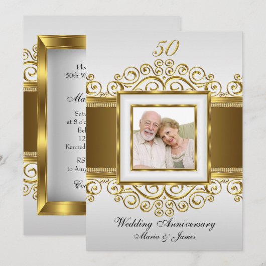 Invitation pour les 50 ans de mariage Tourbillon O (Devant / Derrière)