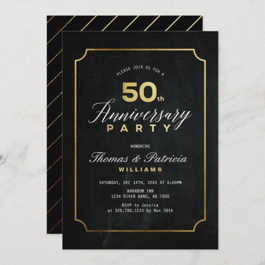 Invitation pour les 50 ans de mariage Typograph Go (Devant / Derrière)