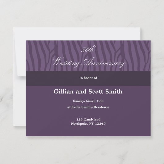 Invitation pour les 50 ans de mariage violet (Devant)